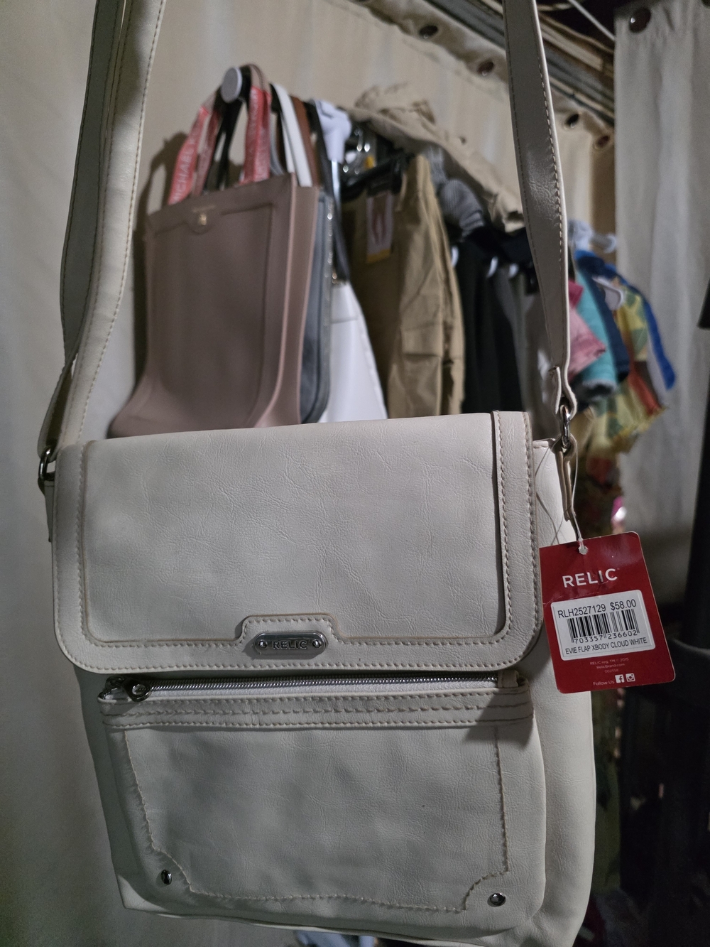 Relic Light Beige Crossbody Flap Bag